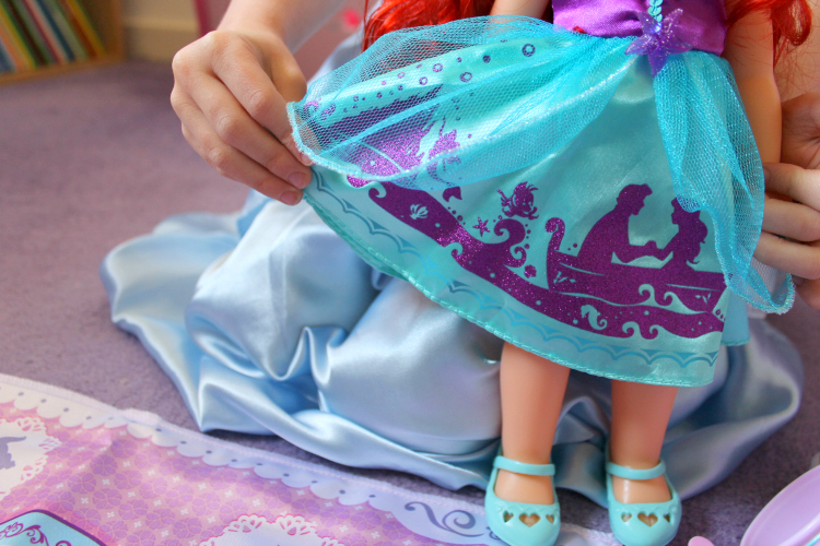 Cocktails in Teacups Disney Life Parenting Travel Blog Disney Toddler Dolls Jakks Review #nationalteaday Ariels Dress